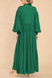 Chouyatou Women's Casual Long Sleeve Button Down Shirt Dress Elegant Pleated Flowy Swing Maxi Dress