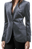Chouyatou Women 1 Button Fitted Velvet Blazer Jacket Business Suit Jacket Work Office Notched Collar
