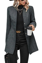 Chouyatou Women's Business Casual Herringbone Wool Coat Button Up Notch Collar Dressy Blazer Jacket