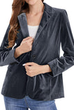 Chouyatou Women 1 Button Fitted Velvet Blazer Jacket Business Suit Jacket Work Office Notched Collar