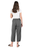 Chouyatou Women's Cropped Harem Pants Elastic Waist Casual Loose Fit Cotton Linen Capris with Pockets
