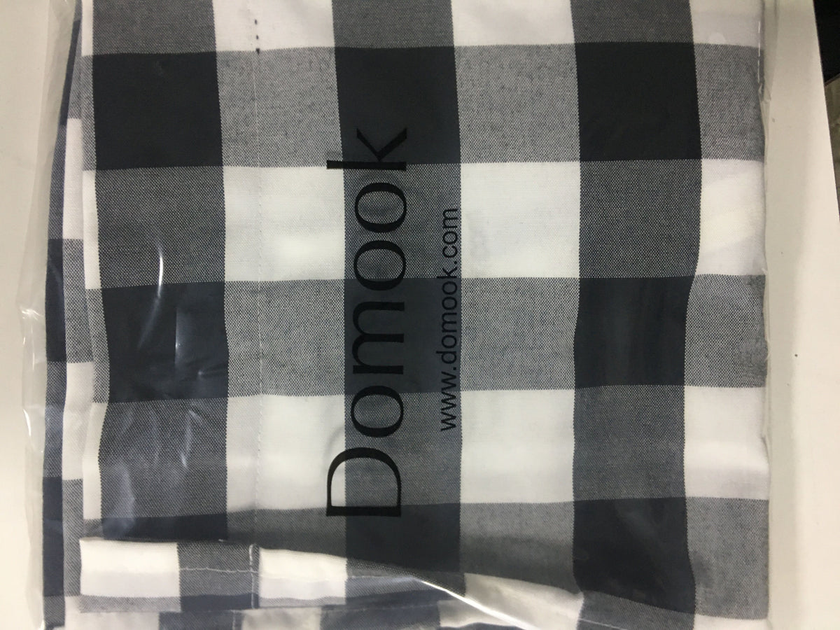 DOMOOK Grey and White Buffalo Check Tie Up Curtains Farmhouse Thermal Insulated Window Adjustable Balloon Curtain Shade for Small Window
