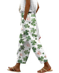 Chouyatou Women's Vintage Floral Print High Elastic Waist Wide Leg Capri Beach Palazzo Pants with Pockets