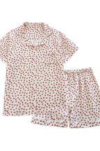 Chouyatou Womens Cute Pajama Set Short Sleeve Button Up Shirt and Shorts 2 Piece Cotton Pj Sets