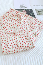 Chouyatou Womens Cute Pajama Set Short Sleeve Button Up Shirt and Shorts 2 Piece Cotton Pj Sets
