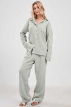 Chouyatou Womens Pajama Sets Cotton Pj Set Cute Heart Print Long Sleeve Button Down Shirt With Long Pants