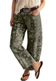 chouyatou Women Boyfriend Baggy Barrel Jeans Floral Print Denim Ankle Pants Wide Leg Mid Rise Jeans Sweatpants Y2k Patchwork