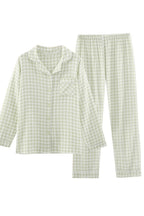 Chouyatou Cotton Pajama Sets Long Sleeve Button Down Shirt and Pants Sleepwear 2 Piece Gingham Pj Set
