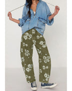 Chouyatou Women Y2k Distressed Barrel Jeans Baggy Wide Leg Jeans Floral Printed Boyfriend Patchwork Denim Pants