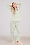 Chouyatou Cotton Pajama Sets Long Sleeve Button Down Shirt and Pants Sleepwear 2 Piece Gingham Pj Set