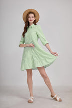 Chouyatou Womens Striped Button Down Midi Shirt Dress Casual Loose Cuffed Long Sleeve Mid Long Dresses