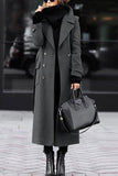 Chouyatou Women's Winter Double Breasted Wool Coat Business Casual Long Winter Pea Coat with Belt