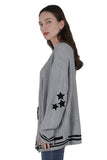 Chouyatou Women's Open Front Stars Embroideried Cable Knit Cardigans Button Down Sweater Outwear