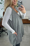 Chouyatou Womens Sleeveless Sweater Vest Oversized V Neck Loose Knit Casual A Line Tunic Pullover Top with Pockets