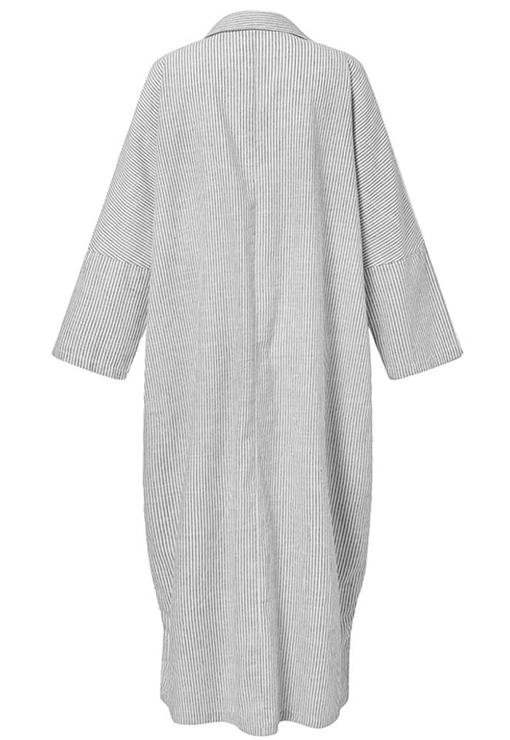 Chouyatou Women's Casual Long Sleeve Button Down Loose Striped Cotton Maxi Shirt Dress