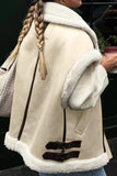 Chouyatou Women's Winter Warm Suede Sherpa Leather Vest Jacket Zip Up Sleeveless Lambwool Fur Coat with Pockets