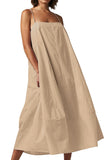 Chouyatou Womens Summer Dresses Sleeveless Spaghetti Strap Lounge Dress Flowy A-Line Midi Dress