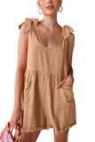 Chouyatou Women's Wide leg Romper Shorts Sexy Tie Knot Strap Sleeveless Boho Jumpsuit Overall Pants