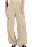 Chouyatou Women's Fuzzy Fleece Wide Leg Pants Elastic Waist Knit Pants Casual Comfy Lounge Trousers with Pockets