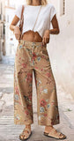 Chouyatou Women Mid Rise Cropped Wide Leg Jeans Baggy Floral Ankle Pants Denim Capris Flare Print Boho Palazzo Jeans Boyfriend