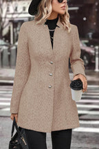 Chouyatou Women's Business Casual Herringbone Wool Coat Button Up Notch Collar Dressy Blazer Jacket