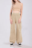 Chouyatou Women's Fuzzy Fleece Wide Leg Pants Elastic Waist Knit Pants Casual Comfy Lounge Trousers with Pockets