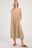 Chouyatou Womens Summer Dresses Sleeveless Spaghetti Strap Lounge Dress Flowy A-Line Midi Dress