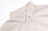 Chouyatou Women's Casual Long Sleeve Button Down Loose Striped Cotton Maxi Shirt Dress
