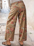 Chouyatou Women Mid Rise Cropped Wide Leg Jeans Baggy Floral Ankle Pants Denim Capris Flare Print Boho Palazzo Jeans Boyfriend