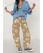 Chouyatou Women Y2k Distressed Barrel Jeans Baggy Wide Leg Jeans Floral Printed Boyfriend Patchwork Denim Pants