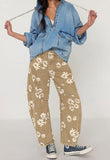 Chouyatou Women Y2k Distressed Barrel Jeans Baggy Wide Leg Jeans Floral Printed Boyfriend Patchwork Denim Pants