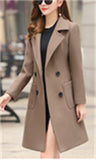 Chouyatou Women Elegant Notched Collar Double Breasted Wool Blend Over Coat