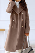 Chouyatou Women's Winter Jacket Double-Breasted Wool Blend Warm Long Trench Coat