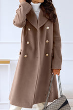 Chouyatou Women's Winter Jacket Double-Breasted Wool Blend Warm Long Trench Coat