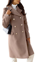 Chouyatou Women's Winter Jacket Double-Breasted Wool Blend Warm Long Trench Coat