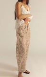 chouyatou Women Boyfriend Baggy Barrel Jeans Floral Print Denim Ankle Pants Wide Leg Mid Rise Jeans Sweatpants Y2k Patchwork