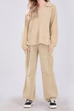 Chouyatou Women's Fuzzy Fleece Wide Leg Pants Elastic Waist Knit Pants Casual Comfy Lounge Trousers with Pockets