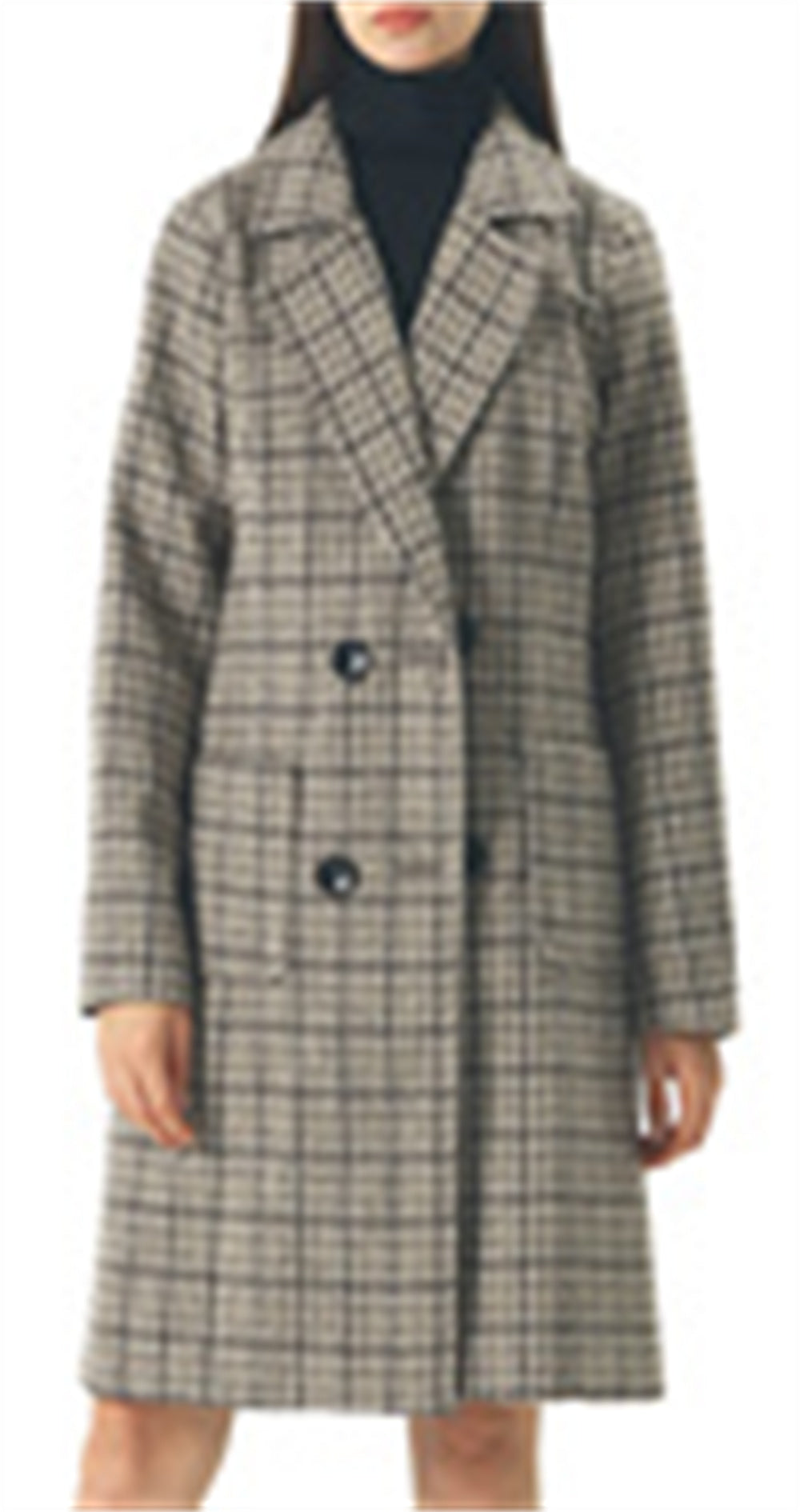 Chouyatou Women Elegant Notched Collar Double Breasted Wool Blend Over Coat