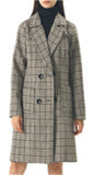 Chouyatou Women Elegant Notched Collar Double Breasted Wool Blend Over Coat