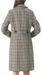 Chouyatou Women Elegant Notched Collar Double Breasted Wool Blend Over Coat