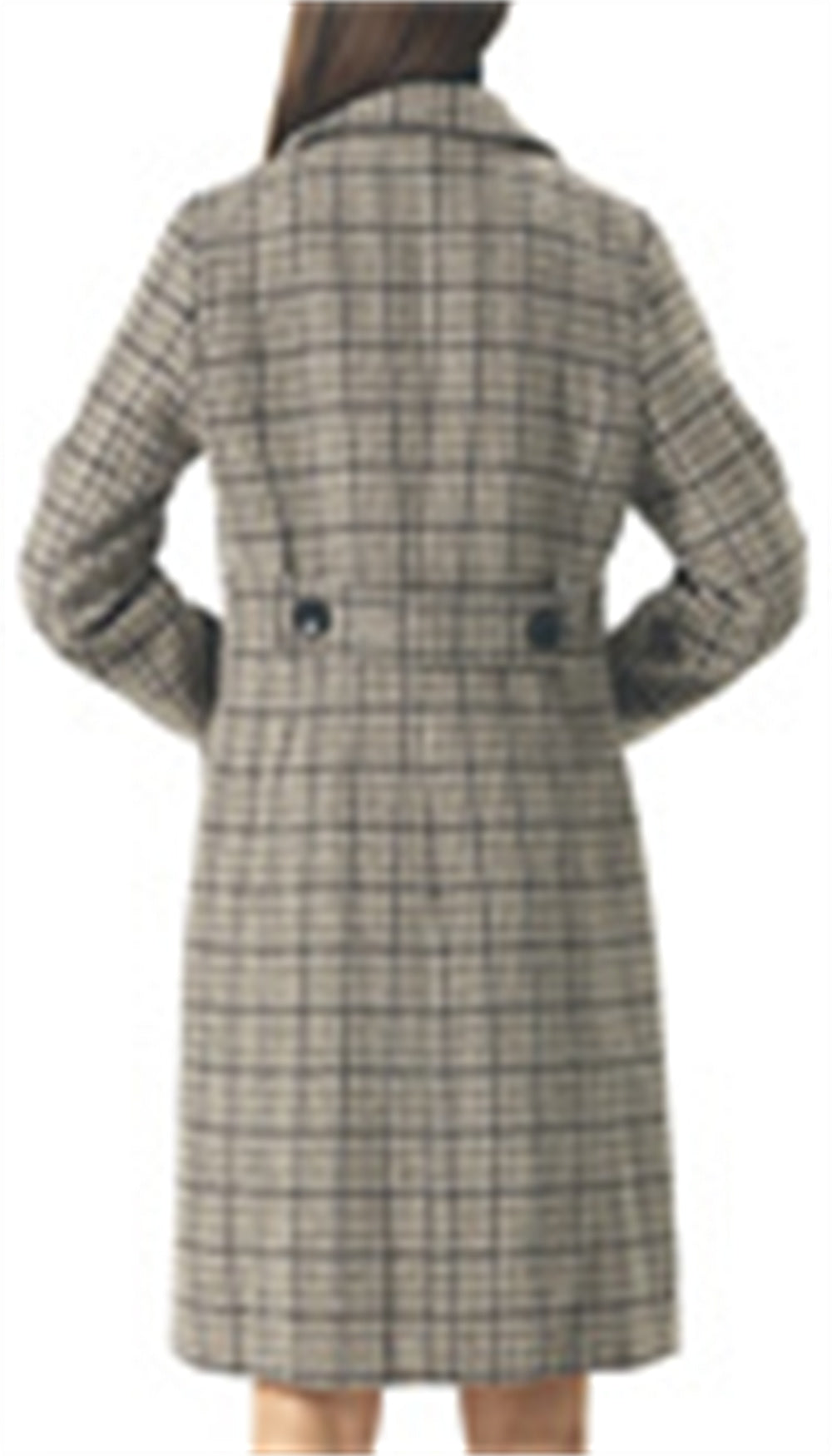 Chouyatou Women Elegant Notched Collar Double Breasted Wool Blend Over Coat