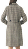 Chouyatou Women Elegant Notched Collar Double Breasted Wool Blend Over Coat