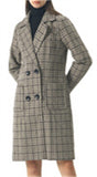 Chouyatou Women Elegant Notched Collar Double Breasted Wool Blend Over Coat
