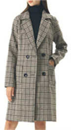 Chouyatou Women Elegant Notched Collar Double Breasted Wool Blend Over Coat