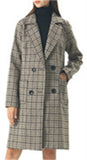 Chouyatou Women Elegant Notched Collar Double Breasted Wool Blend Over Coat