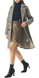 Chouyatou Women Elegant Notched Collar Double Breasted Wool Blend Over Coat
