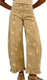 CHOUYATOU Barrel Jeans Women 2026 Floral Print Wide Leg Jeans Y2k Patchwork Baggy Boyfriend Denim Pants