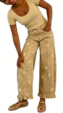 CHOUYATOU Barrel Jeans Women 2026 Floral Print Wide Leg Jeans Y2k Patchwork Baggy Boyfriend Denim Pants