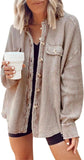 Chouyatou Women's Loose Fit Batwing Sleeve Waffle Knit Button Down Shirt Shacket Tops