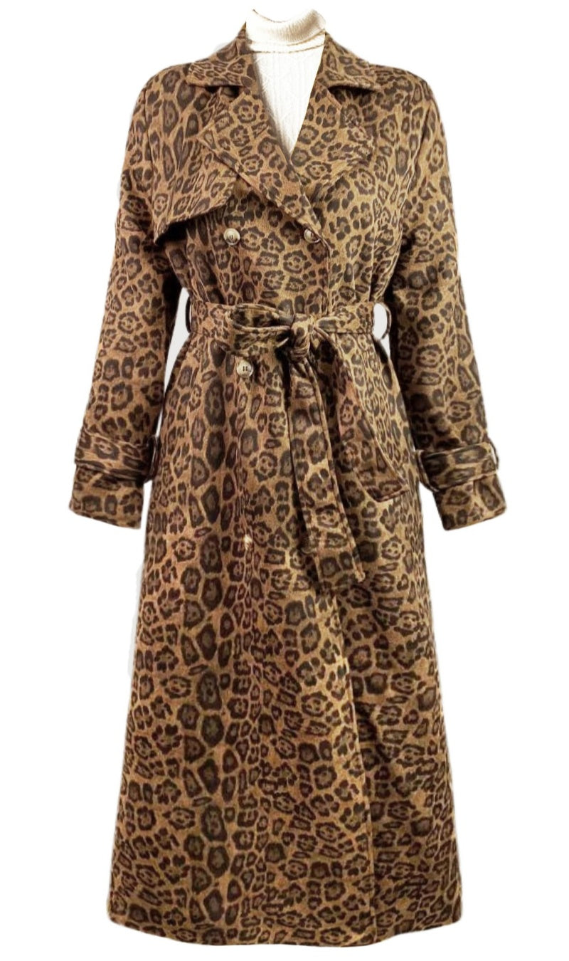 Chouyatou Womens Faux Suede Long Trench Coat Notched Lapel Double Breasted Pea Coat Overcoat with Belt